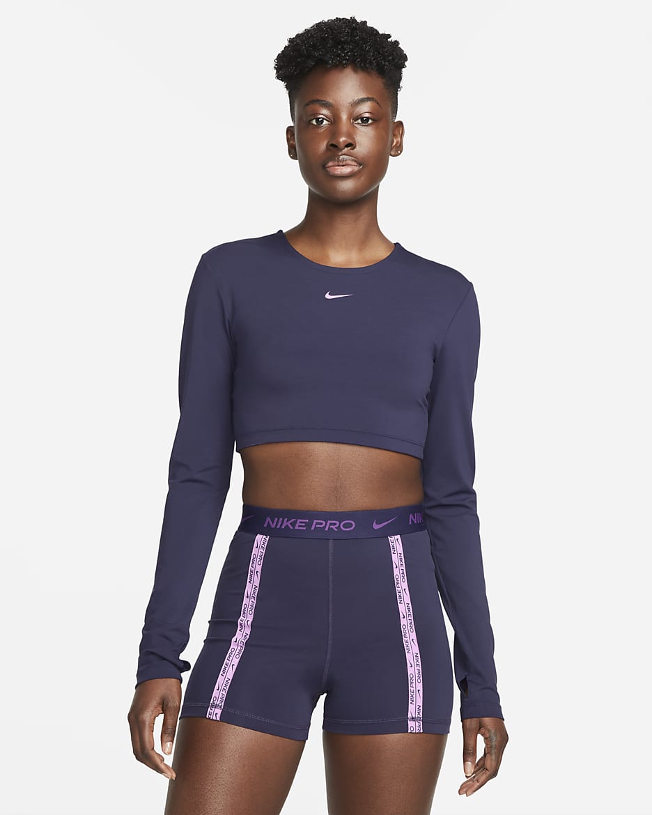 Nike Pro Dri FIT Women s Cropped Long Sleeve Top. Nike